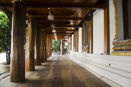 Outdoor of church or ubosot for Thai people and foreigner travelers visit and respect praying at Wat Phanan Choeng temple in Ayutthaya, Thailandの写真素材