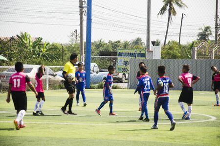 Asian thai children playing futsal in tournament at futsal pitch on January 21, 2017 in Bangkok, Thailandのeditorial素材