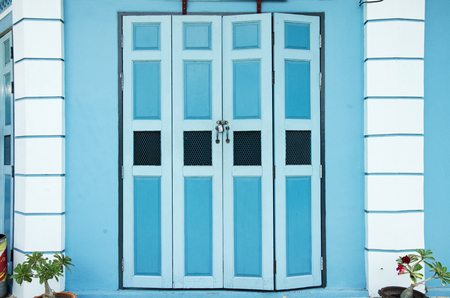 Retro wooden door and anitque lock door thai old styleの写真素材