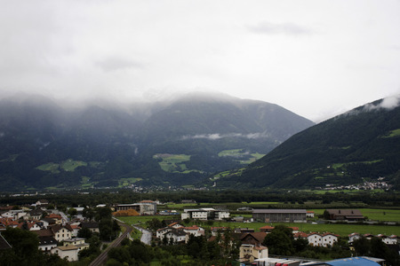 Kastelbell (Castelbello) city at foot of the hill of otztal alps in Schnals city in Bolzano, Austriaの写真素材