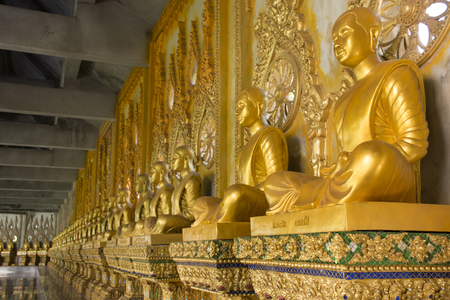 Decoration and interior of Chedi of Wat Phra Maha Chedi Chai Mongkol (Nong Phok) Temple for  people travel visit and praying buddha statue on September 19, 2017 in Roi Et, Thailandのeditorial素材