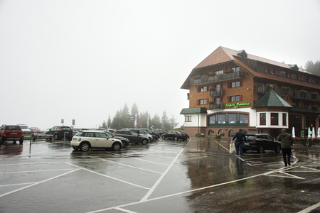 German and travelers people visit and use service in classic restaurant and souvenir shop building at Baden-wurttemberg on September 8, 2017 in Stuttgart, Germanyのeditorial素材