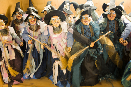 Witch dolls for sale travelers people in souvenir gift shop in Black Forest or Schwarzwald at Baden-wurttemberg on September 8, 2017 in Stuttgart, Germanyのeditorial素材