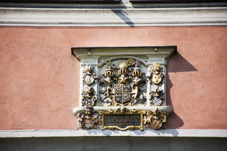 Carving and sculpture art symbol of Lobdengau Museum for travelers people visit at Ladenburg town on August 28, 2017 in Baden-wurttemberg, Germanyのeditorial素材