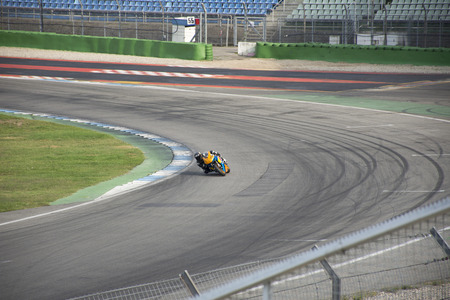 Germany racer riding motorcycle practice motorcycle racing and testing racetrack at Baden-Wurttemberg Center in Hockenheim on August 27, 2017 in Stuttgart, Germanyのeditorial素材
