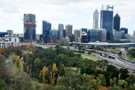 View landscape and cityscape of Perth city from Kings Park and Botanic Garden on May 15, 2016 in Perth, Australiaのeditorial素材