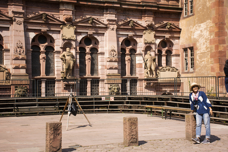 German people and foriegner travelers walking visit  inside of Heidelberg Castle or Heidelberger Schloss on August 25, 2017 in Baden-Wurttemberg, Germanyのeditorial素材