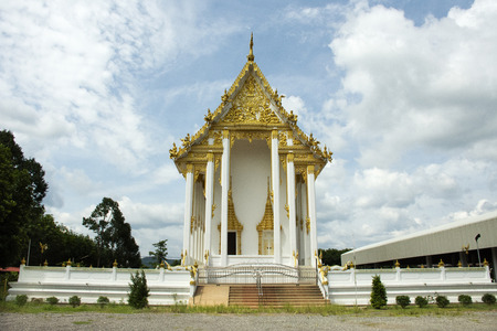 Exterior ubosot of beautiful thai temple at countryside in Rayong, Thailandのeditorial素材