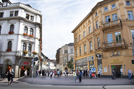 German people and foreign travelers walking visit and travel shopping at heidelberger old town market square or marktplatz on August 25, 2017 in Heidelberg, Germanyのeditorial素材