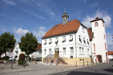 Heimatmuseum Sandhausen or Old town hall in lege cap ferret platz public park for people travel visit at Sandhausen village on August 25, 2017 in Heidelberg, Germanyのeditorial素材