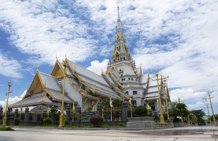 Ubosot of Wat Sothon Wararam Worawihan for thai people respect praying and blessing from Luang Phor Sothorn Buddha statue on July 4, 2018 in Chachoengsao, Thailand.の写真素材