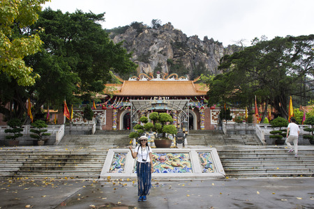 Chinese people and travelers thai women travel visit and respect praying god in Tiantan temple in Tian Tan Garden at Shantou or Swatow on May 7, 2018 in Chaozhou, Chinaのeditorial素材
