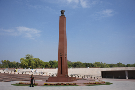Indian people and foreigner travelers walk travel visit National War Memorial India called the Amar Chakra or Circle of Immortality on March 18, 2019 in New Delhi, Indiaのeditorial素材