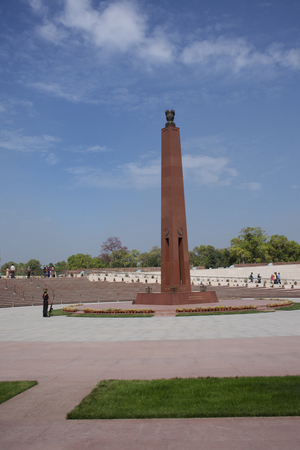 Indian people and foreigner travelers walk travel visit National War Memorial India called the Amar Chakra or Circle of Immortality on March 18, 2019 in New Delhi, Indiaのeditorial素材