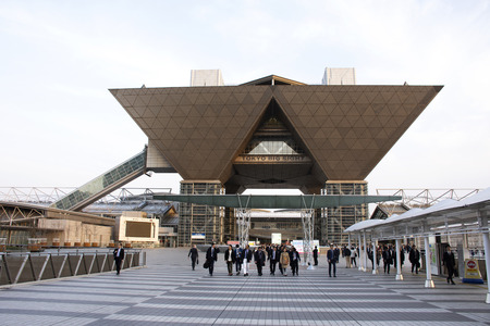 Tokyo, Japan - March 29, 2019 : Japanese people and foreigners worker walking go to trains and bus station after finished work at tokyo big sight in Ariake at Koto cityのeditorial素材