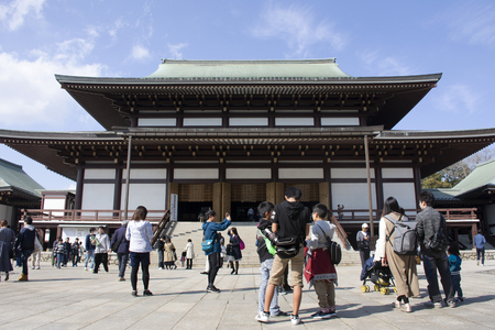 Japanese people and foreign travelers walking visit and praying god angel in Great pagoda of Naritasan Shinshoji Temple at Chiba Prefecture on March 31, 2019 in Tokyo, Japanのeditorial素材