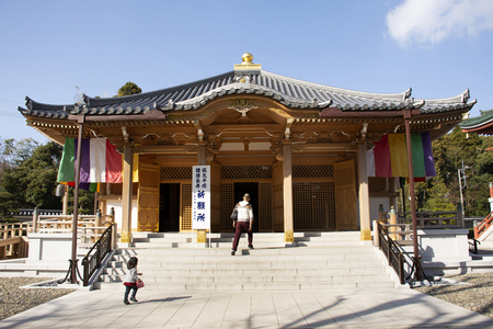 Tokyo, Japan - March 31, 2019 :  Small shrine in Daitou or Great Peace Pagoda of Naritasan Shinshoji Temple for Japanese people and foreign travelers visit and pray at Chiba on March 31, 2019 in Tokyo, Japanのeditorial素材