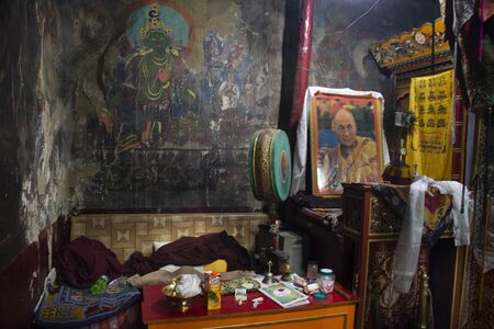 JAMMU KASHMIR, INDIA - MARCH 20 : Inside and interior in Tsemo Maitreya Temple or Namgyal Tsemo Monastery for people travel visit respect pray at Leh Ladakh on March 19, 2019 in Jammu Kashmir, Indiaのeditorial素材