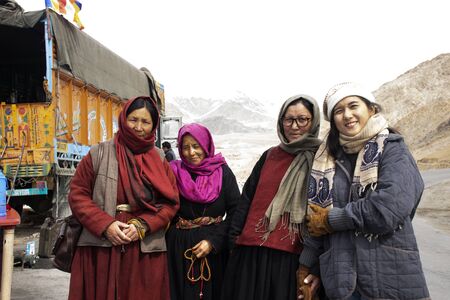 JAMMU KASHMIR, INDIA - MARCH 20 : Tibetans pilgrimage people walking to Thiksey monastery and Namgyal Tsemo Gompa in tibet ceremony festival at Leh ladakh on March 20, 2019 in Jammu and Kashmir, Indiaのeditorial素材