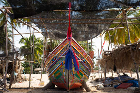 NARATHIWAT, THAILAND - August 16 : View landscape and wind with Kolek or Koleh traditional fishing boat of lower southern provinces of thai at Banton Beach on August 16, 2019 in Narathiwat, Thailandのeditorial素材