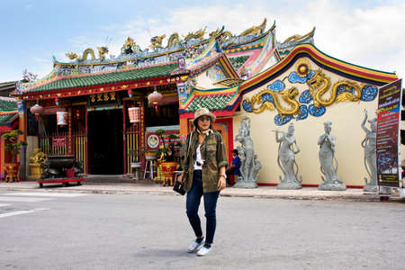 PATTANI, THAILAND - August 16 : View landscape of Leng Chu Kiang or Chao Mae Lim Ko Niao Chinese Shrine for thai people travel visit and respect pray at Pattani on August 16, 2019 in Pattani, Thailandのeditorial素材