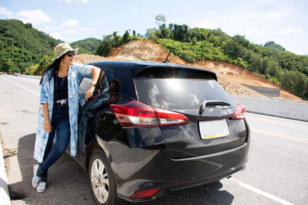 YALA, THAILAND - August 17 : Travelers thai women travel visit view Pattani Dam and posing with Eco...