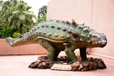 KALASIN, THAILAND - OCTOBER 2 : Dinosaur model in Sirindhorn Museum and Phu Kum Khao Dinosaur Excavation Site for travelers people travel visit at Sahatsakhan on October 2, 2019 in Kalasin, Thailandのeditorial素材