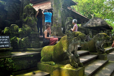 BALI, INDONESIA - MARCH 22 : Sculpture and carved antique deity angel god of hindu statue in Mandala...