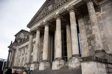 German people and foreign travelers travel visit in Dem deutschen Volke or Reichstag National Imperial Diet Building at Berlin city in Berlin, Germanyのeditorial素材