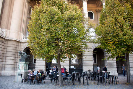 BUDAPEST, HUNGARY - SEPTEMBER 22 : Hungarians people and foreign traveler walking travel visit at Budapest Castle Hill Funicular or Buda Castle Royal Palace on September 22, 2019 in Budapest, Hungaryのeditorial素材