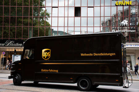 German people working driving luxury van truck for sending and receive product on Ostenhellweg road at Dortmund city on September 12, 2019 in North Rhine-Westphalia, Germanyのeditorial素材