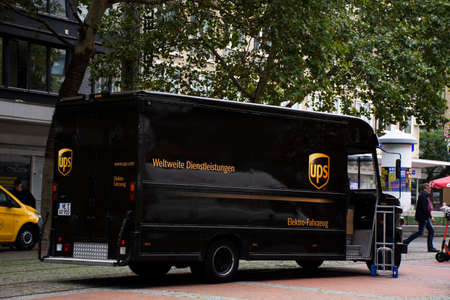 German people working driving luxury van truck for sending and receive product on Ostenhellweg road at Dortmund city on September 12, 2019 in North Rhine-Westphalia, Germanyのeditorial素材