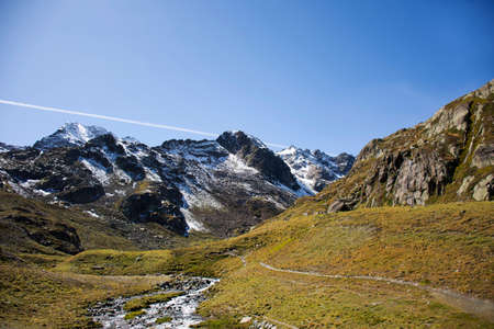 Landscape of beside road between go to top of mountain in Kaunergrat nature park in Kaunertal alpine...