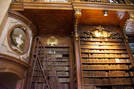 Retro vintage classic antique art interior decor design of Austrian National Library for Austrians people and foreign travelers travel visit at Neue Burg Wing on September 24, 2019 in Vienna, Austriaのeditorial素材