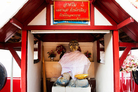 Angel deity god and buddha statue of Wat Phra That Doi Kham Temple for thai people and foreign travelers travel visit and respect praying at Mae Hia city on November 10, 2020 in Chiang Mai, Thailandのeditorial素材