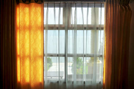 Decorate interior and furniture of window at living room bedroom in classic vintage retro building...