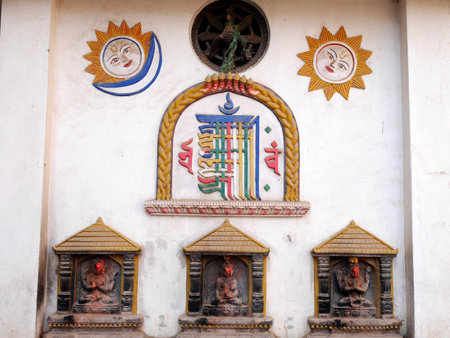 Small shrine and angel deity god buddha statue nepalese for nepali people and foreign travelers travel visit respect praying at Katmandu Lalitpur or Patan Bhaktapur durbar square in Kathmandu, Nepalのeditorial素材