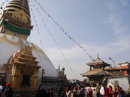 Swayambhunath pagoda or Swayambu chedi or Swoyambhu stupa or Monkey Temple and eyes of lord buddha...