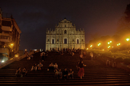 Ruins Chapel of Saint Paul or Ancient Portugal church dedicated of St. Paul for Macau people and foreign travelers travel visit at Macau on April 19, 2015 in Macau Special Administrative Region, Chinaのeditorial素材