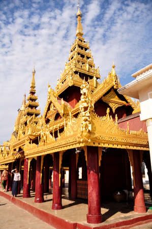Shwezigon Pagoda Paya of burmese temple for burma people foreign traveler travel visit respect...
