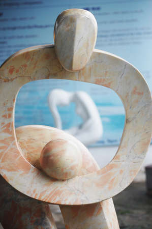 Sculpture carving stone marble art vietnamese style for show and sale travelers people in studio gallery in Ba Dinh Old Town or French Quarter Square at Hoan Kiem on July 7, 2012 in Hanoi, Vietnamのeditorial素材