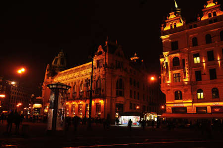 Landscape cityscape of old town Praha city with classic vintage retro antique building street market for Czechia people and foreign traveler travel visit on December 11, 2016 in Prague, Czech Republicのeditorial素材