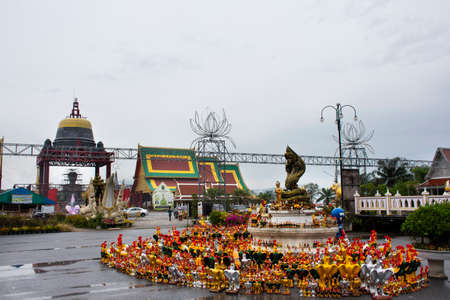Renovate and building church ubosot in construction site of Wat Chedi Ai Khai Kuman Thong Novice Monk for thai people respect praying at Sichon on September 6, 2021 in Nakhon Si Thammarat, Thailandのeditorial素材