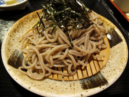 Traditional japanese noodle made from buckwheat or cold soba deep sweet shoyu sauce of local...