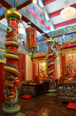 Ancient building of Jui lord god chinese shrine for thais of chinese origin and thai people respect praying blessing wish worship deity angle at Bang Bua Thong on March 13, 2011 in Nonthaburi Thailandのeditorial素材