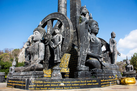 Buddha statue for thai people and foreign travelers travel visit respect praying blessing with holy at Wat Tham Krabok or Thamkrabok temple in Phra Phutthabat on January 12, 2023 in Saraburi, Thailandのeditorial素材