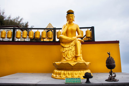 Phra Si Ariya Mettrai buddha statue for korean people travelers travel visit praying blessing holy wish mystery in Sanbangsa Temple at Seogwipo city on February 18, 2023 in Jeju do island, South Koreaのeditorial素材