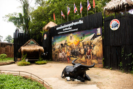 Local bang rachan street market or antique bang rachan bazaar for thai people and foreign travelers travel visit and select buy products goods at Singburi city on May 28, 2023 in Sing Buri, Thailandのeditorial素材