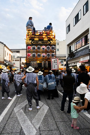 Japanese local people attend ceremony parade tradition Tanabata and Star Festival or Celebration Hoshimatsuri Festive in Naritasan Omote Sando Narita old town at Chiba on July 7, 2024 in Tokyo, Japanのeditorial素材