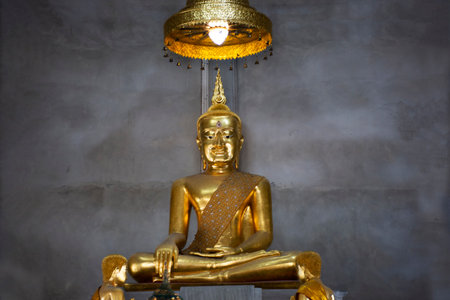 Ancient buddha statue in Wat Pa Lelai Worawihan antique temple for thai people travelers travel...